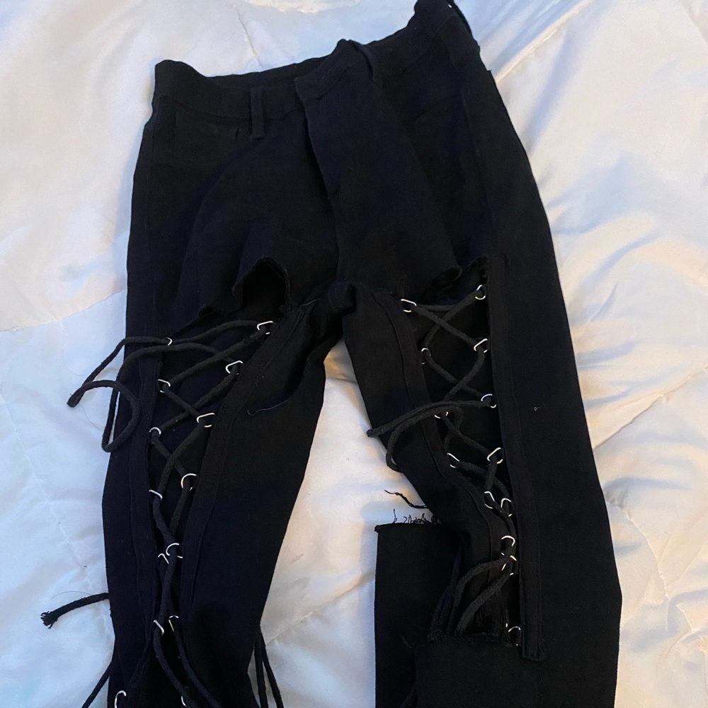 Black high rise pants